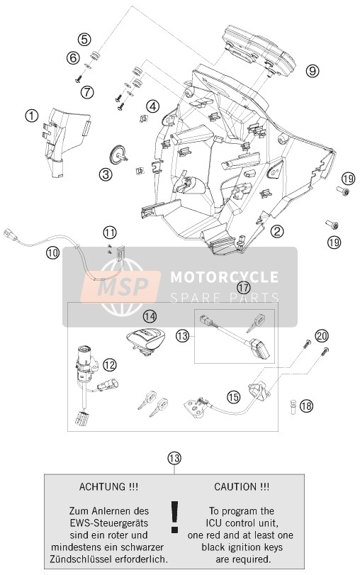 KTM 990 SUPERMOTO T SILVER AU, GB 2010 Instruments / Système de verrouillage pour un 2010 KTM 990 SUPERMOTO T SILVER AU, GB