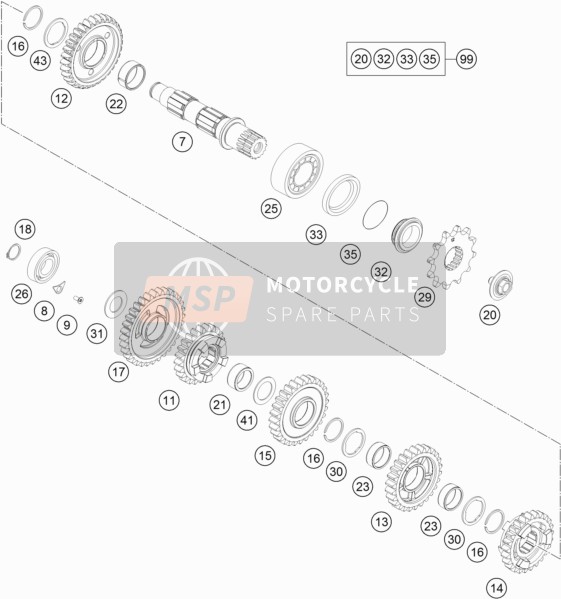 KTM Freeride 250 F Europe 2018 Transmission II - Counter Shaft for a 2018 KTM Freeride 250 F Europe