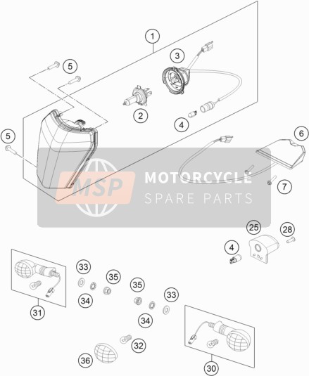 KTM Freeride 250 F Europe 2019 Verlichtingssysteem voor een 2019 KTM Freeride 250 F Europe