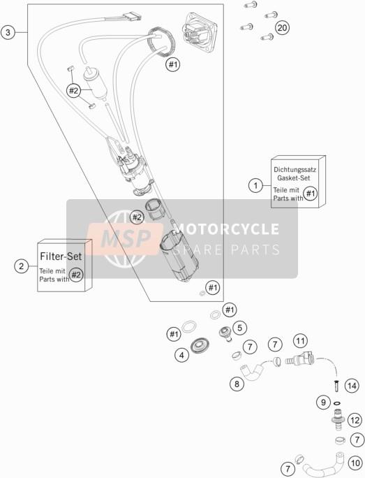 KTM Freeride 250 F  2020 Benzine pomp voor een 2020 KTM Freeride 250 F 