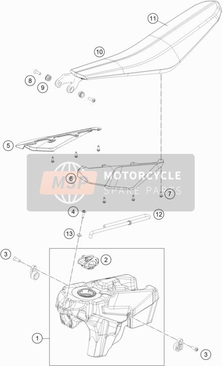 KTM Freeride 250 F  2020 Tanque, Asiento para un 2020 KTM Freeride 250 F 