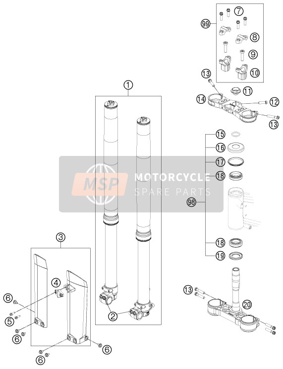 05187N4001, Gabel Freeride 350, KTM, 0