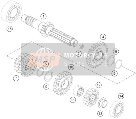 72533001000, Main Shaft Cpl. 13T, KTM, 0