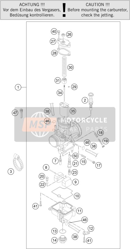 KTM FREERIDE 250 R USA 2015 Carburateur voor een 2015 KTM FREERIDE 250 R USA