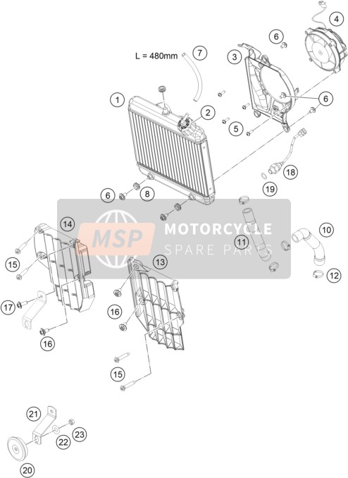 KTM FREERIDE 250 R Europe 2015 Sistema de refrigeración para un 2015 KTM FREERIDE 250 R Europe