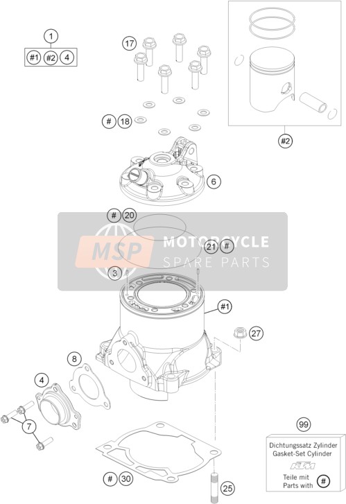 KTM FREERIDE 250 R Australia 2015 Cylinder, Cylinder Head for a 2015 KTM FREERIDE 250 R Australia