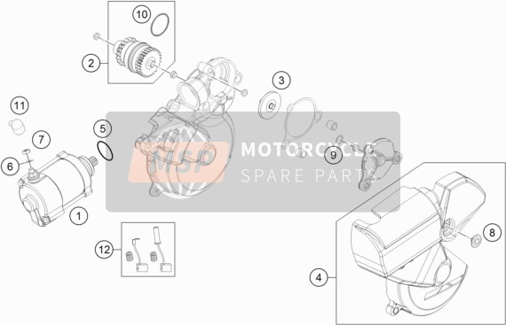 55140002144, Brush Set For Starter, KTM, 1