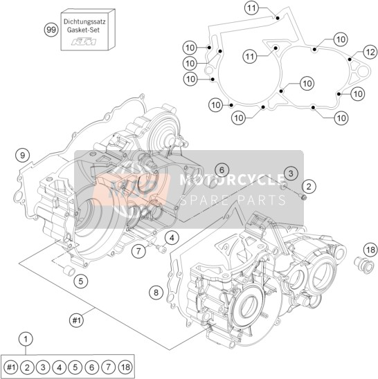 KTM FREERIDE 250 R USA 2015 Caja del motor para un 2015 KTM FREERIDE 250 R USA