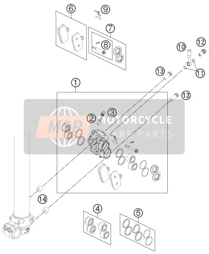 KTM FREERIDE 250 R USA 2015 Étrier de frein avant pour un 2015 KTM FREERIDE 250 R USA