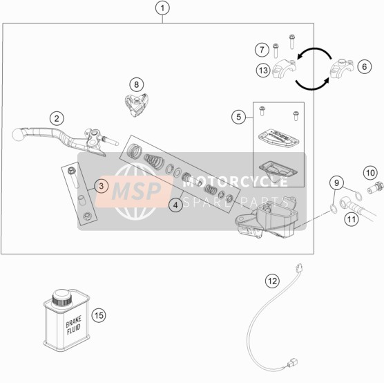 KTM FREERIDE 250 R Europe 2015 Control de freno delantero para un 2015 KTM FREERIDE 250 R Europe