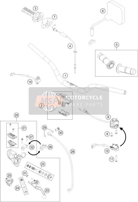 KTM FREERIDE 250 R USA 2015 Handlebar, Controls for a 2015 KTM FREERIDE 250 R USA
