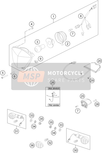 KTM FREERIDE 250 R USA 2015 Sistema de iluminación para un 2015 KTM FREERIDE 250 R USA