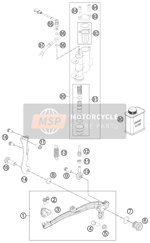 KTM FREERIDE 250 R USA 2015 Rear Brake Control for a 2015 KTM FREERIDE 250 R USA