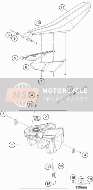 KTM FREERIDE 250 R USA 2015 Réservoir, Siège pour un 2015 KTM FREERIDE 250 R USA