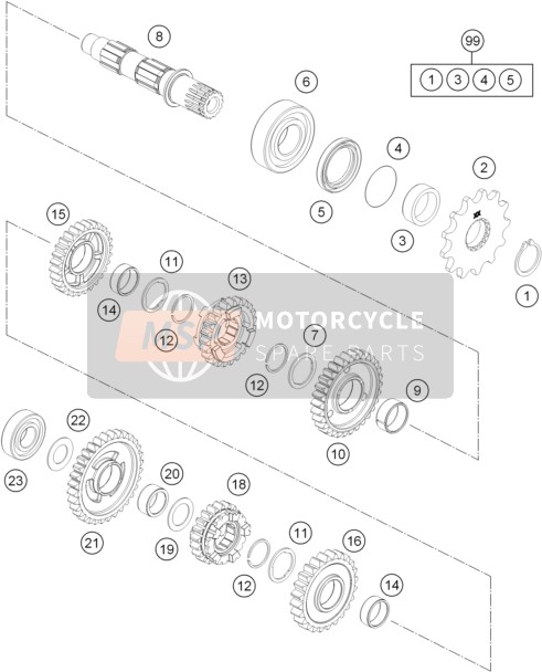 KTM FREERIDE 250 R USA 2015 Transmission II - Counter Shaft for a 2015 KTM FREERIDE 250 R USA