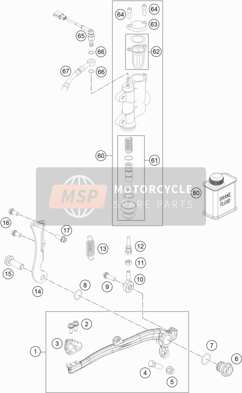 KTM FREERIDE 250 R USA 2016 Rear Brake Control for a 2016 KTM FREERIDE 250 R USA