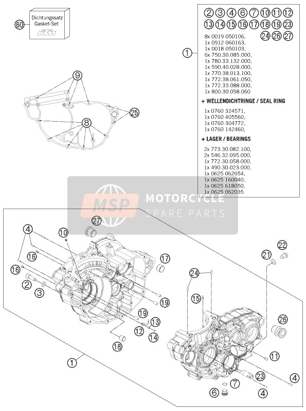 KTM FREERIDE 350 Europe 2013 Boîtier moteur pour un 2013 KTM FREERIDE 350 Europe