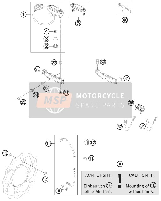 KTM FREERIDE 350 Australia 2013 Instrumenten / Slotsysteem voor een 2013 KTM FREERIDE 350 Australia