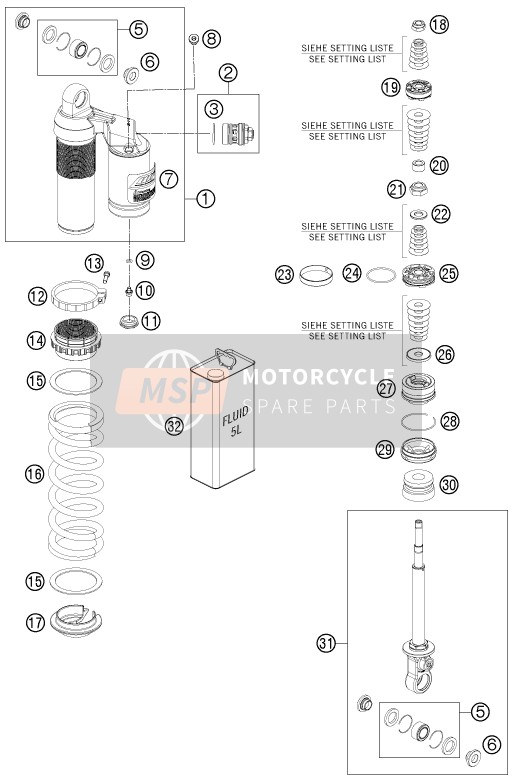 KTM FREERIDE 350 Europe 2013 Shock Absorber Disassembled for a 2013 KTM FREERIDE 350 Europe