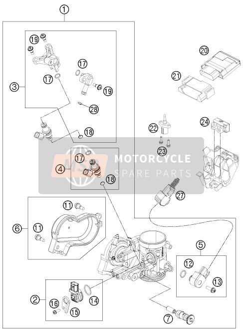 KTM FREERIDE 350 Australia 2013 Cuerpo del acelerador para un 2013 KTM FREERIDE 350 Australia