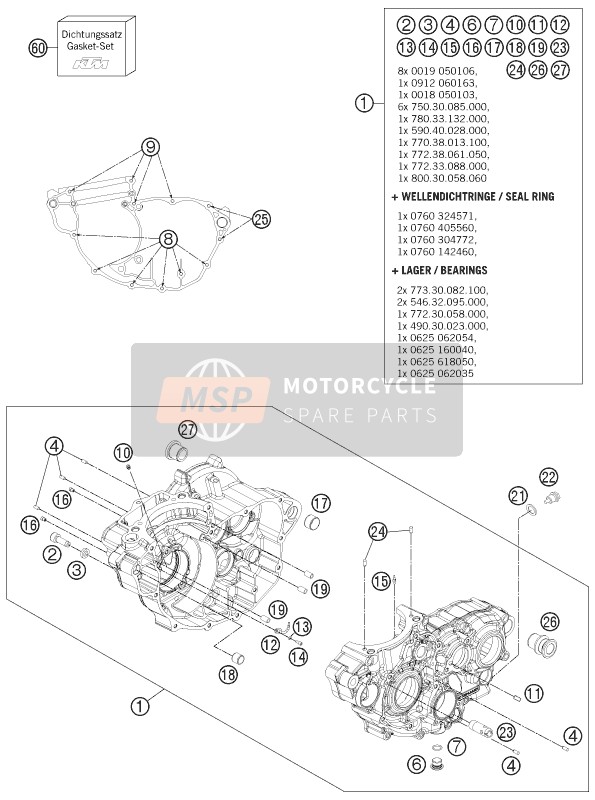 KTM FREERIDE 350 Europe 2014 Engine Case for a 2014 KTM FREERIDE 350 Europe