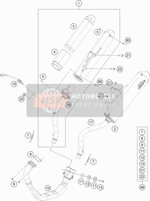 KTM FREERIDE 350 Australia 2015 Sistema de escape para un 2015 KTM FREERIDE 350 Australia