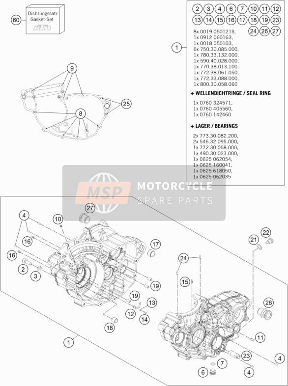 KTM FREERIDE 350 Europe 2016 MOTORGEHÄUSE für ein 2016 KTM FREERIDE 350 Europe