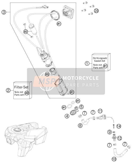 KTM FREERIDE 350 Australia 2016 Benzine pomp voor een 2016 KTM FREERIDE 350 Australia