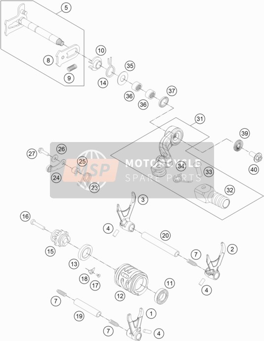 KTM FREERIDE 350 Australia 2016 SCHALTMECHANISMUS für ein 2016 KTM FREERIDE 350 Australia