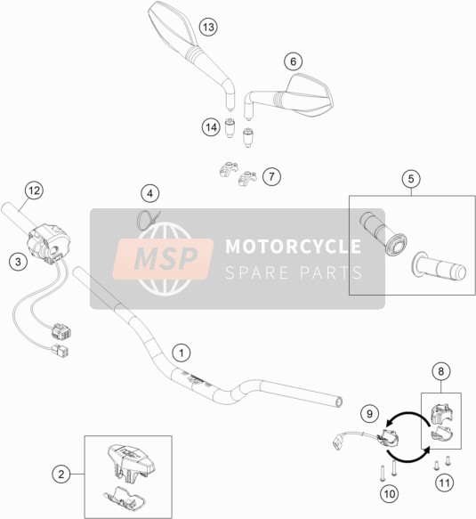 KTM FREERIDE E-SM Europe 2015 Handlebar, Controls for a 2015 KTM FREERIDE E-SM Europe