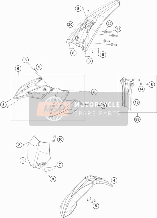 KTM FREERIDE E-SX Europe 2015 Mask, Fenders for a 2015 KTM FREERIDE E-SX Europe