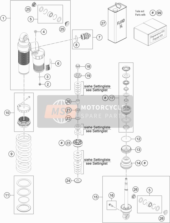 KTM Freeride E-XC Europe 2019 Ammortizzatore smontato per un 2019 KTM Freeride E-XC Europe