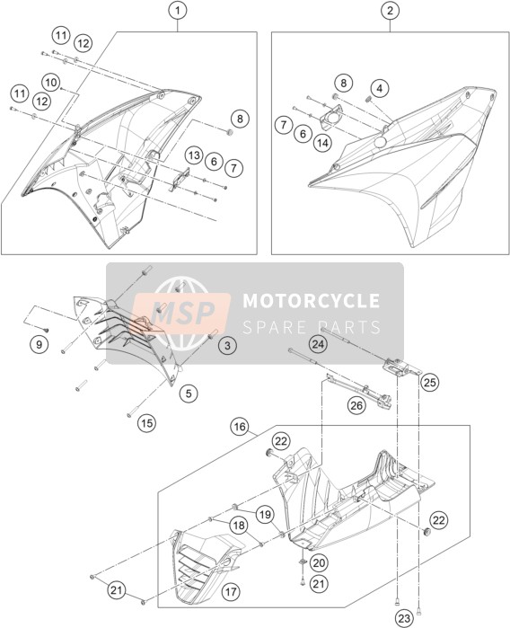 90508051044EB, Carenage Lateral Droit Cpl. Orange, KTM, 0