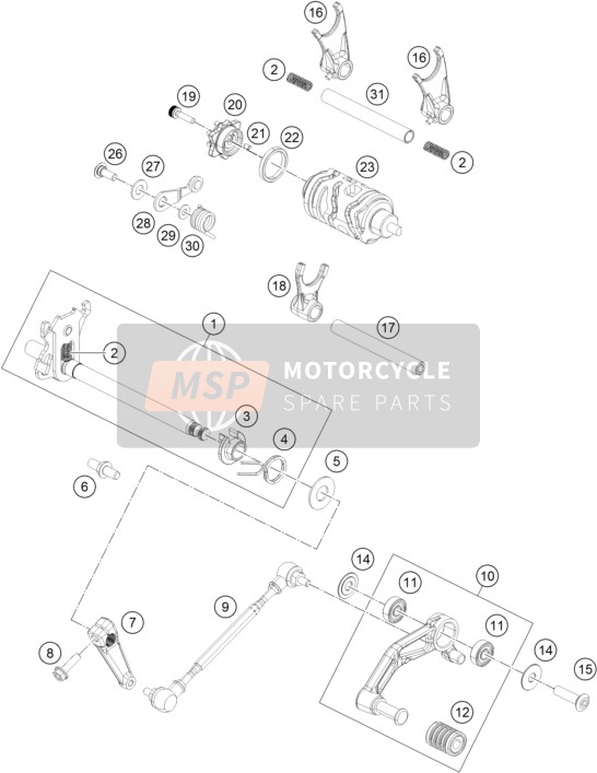 KTM RC 125, orange - B.D. Europe 2018 Mécanisme de changement de vitesse pour un 2018 KTM RC 125, orange - B.D. Europe