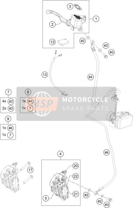 KTM RC 125, orange - B.D. Europe 2019 Front Brake Caliper for a 2019 KTM RC 125, orange - B.D. Europe