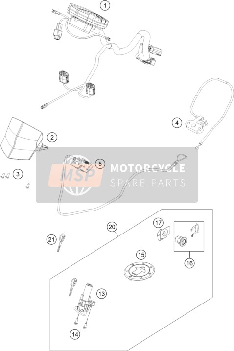 KTM RC 125, orange - B.D. Europe 2019 Strumenti / Sistema di blocco per un 2019 KTM RC 125, orange - B.D. Europe