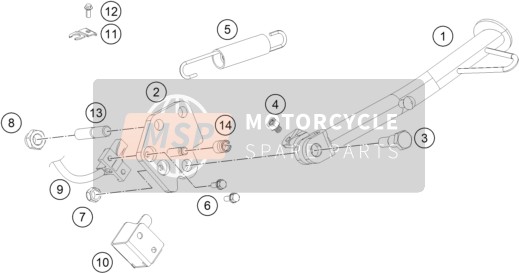 KTM RC 125, orange, Europe 2018 Side / Centre Stand for a 2018 KTM RC 125, orange, Europe