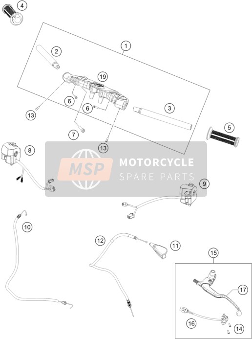 KTM RC 125 WHITE / ABS Europe 2016 Guidon, Les contrôles pour un 2016 KTM RC 125 WHITE / ABS Europe