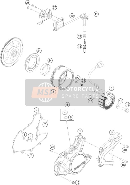 KTM RC 125 WHITE ABS B.D. Europe 2016 Système de mise à feu pour un 2016 KTM RC 125 WHITE ABS B.D. Europe