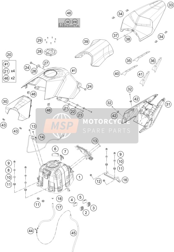 KTM RC 200, white, w/o ABS - CKD Malaysia 2019 Tank, Seat for a 2019 KTM RC 200, white, w/o ABS - CKD Malaysia