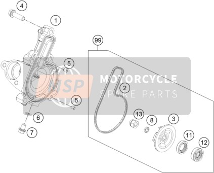 KTM RC 200, white, w/o ABS - CKD Colombia 2019 Water Pump for a 2019 KTM RC 200, white, w/o ABS - CKD Colombia