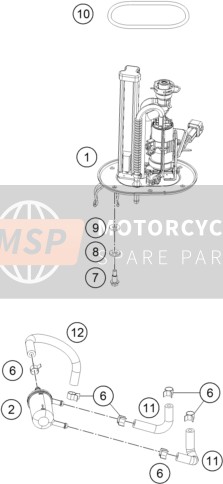 KTM RC 250 ORANGE B.D. Japan 2017 Pompa di benzina per un 2017 KTM RC 250 ORANGE B.D. Japan