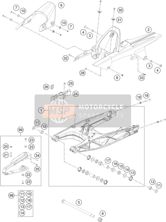 KTM RC 250 ORANGE B.D. Europe 2017 Swing Arm for a 2017 KTM RC 250 ORANGE B.D. Europe