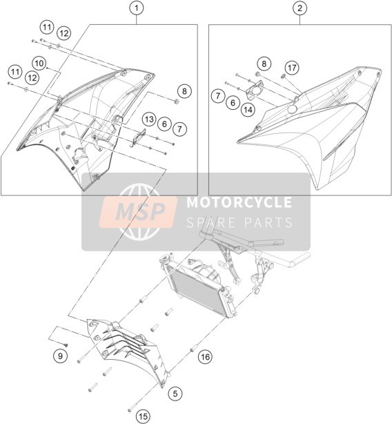 KTM RC 250 WHITE ABS B.D. Europe 2015 Recorte lateral para un 2015 KTM RC 250 WHITE ABS B.D. Europe