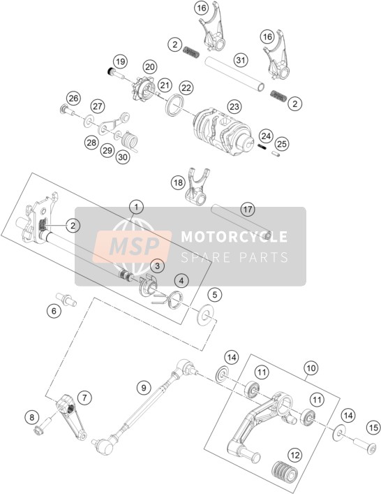 KTM RC 250 WHITE ABS CKD Thailand 2016 Shifting Mechanism for a 2016 KTM RC 250 WHITE ABS CKD Thailand