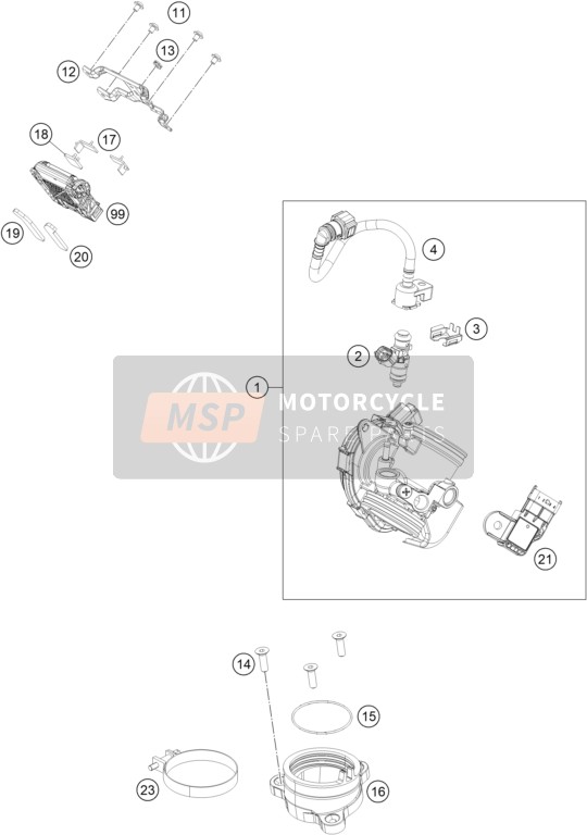 KTM RC 390, black - B.D. Europe 2019 Throttle Body for a 2019 KTM RC 390, black - B.D. Europe