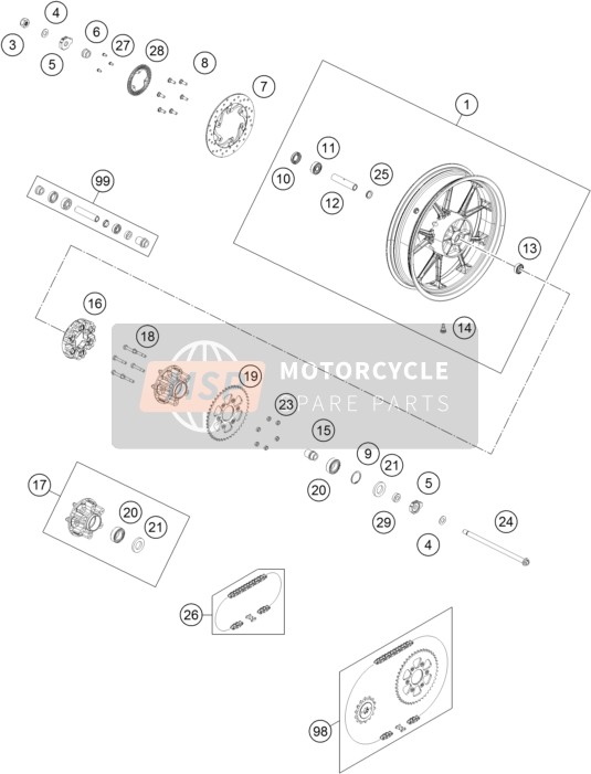 KTM RC 390, black, Europe 2018 Rear Wheel for a 2018 KTM RC 390, black, Europe