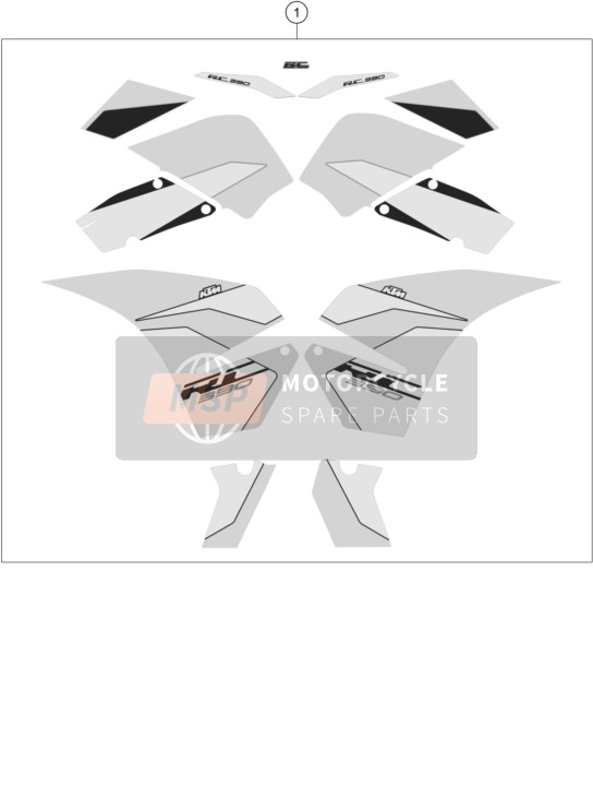 KTM RC 390, black - B.D. USA 2017 Decal for a 2017 KTM RC 390, black - B.D. USA