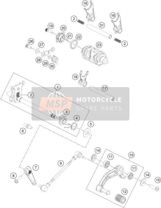 KTM RC 390, black - B.D. USA 2017 Shifting Mechanism for a 2017 KTM RC 390, black - B.D. USA