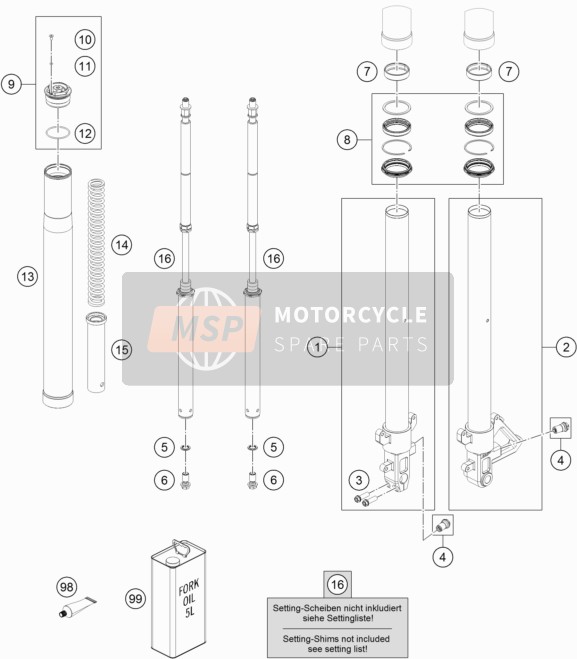 43570608S, Outer Tube RC8 R, KTM, 0